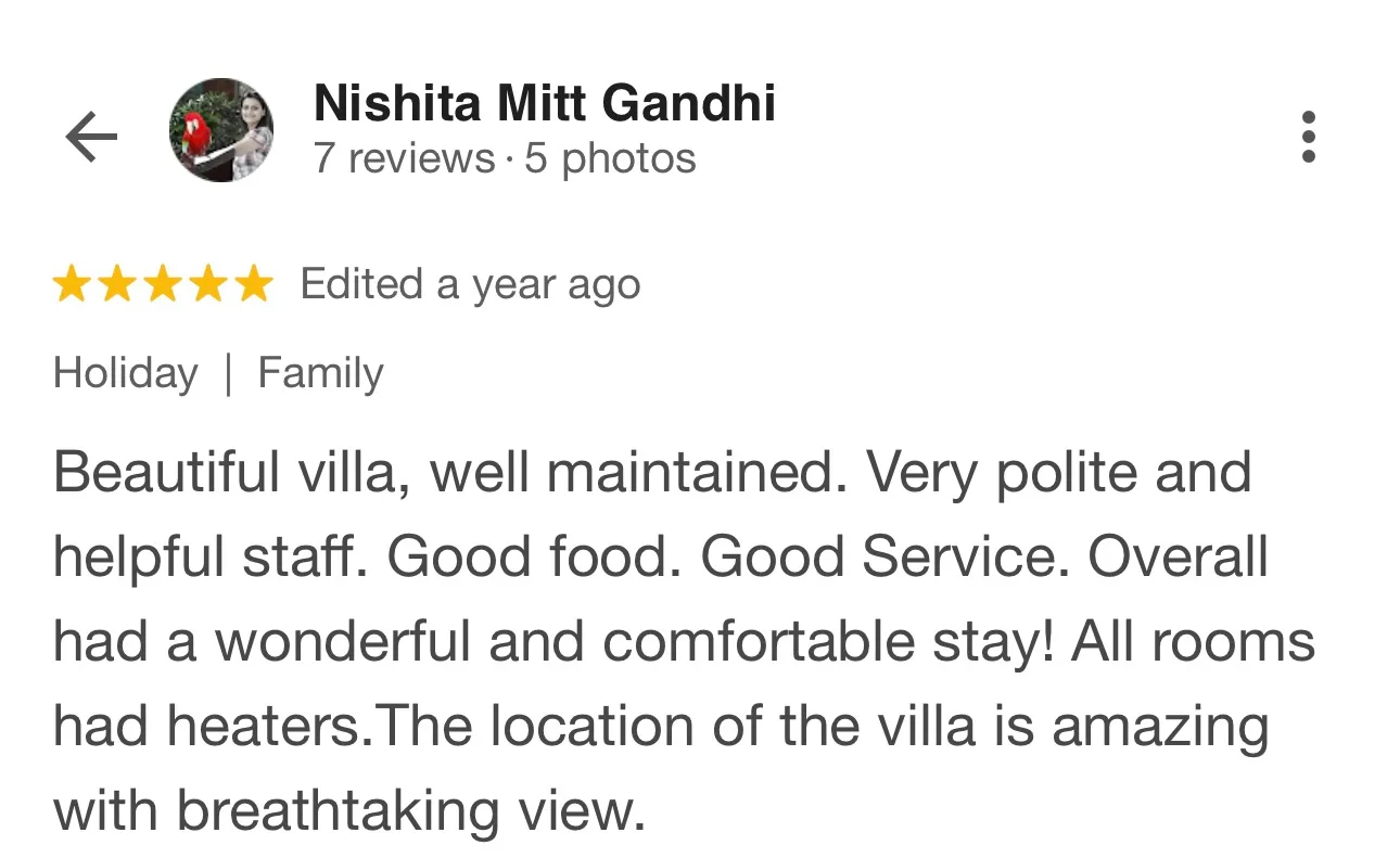 Guest review for Rose Cottage, Shimla