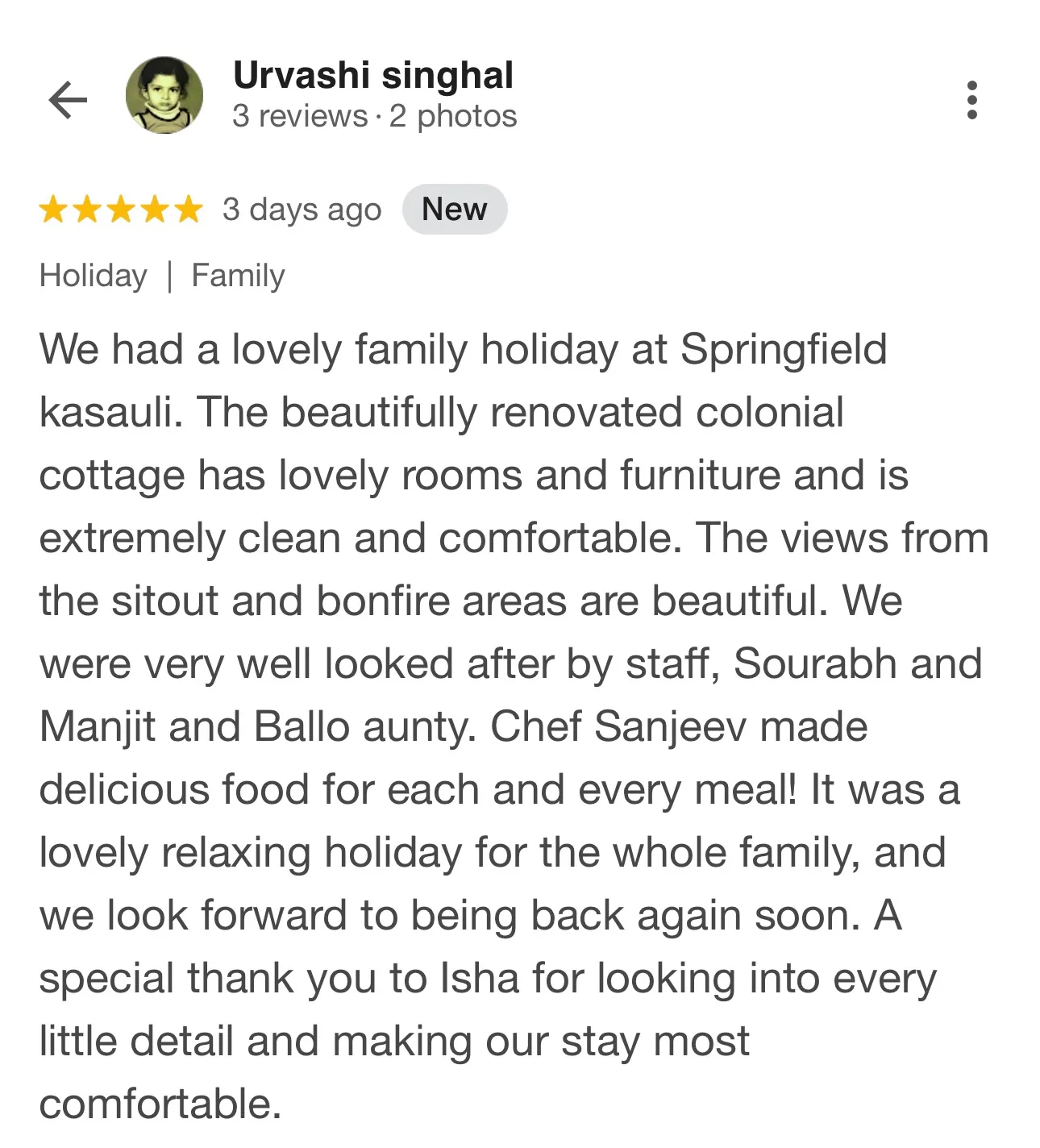 Guest review for Springfield, Kasauli