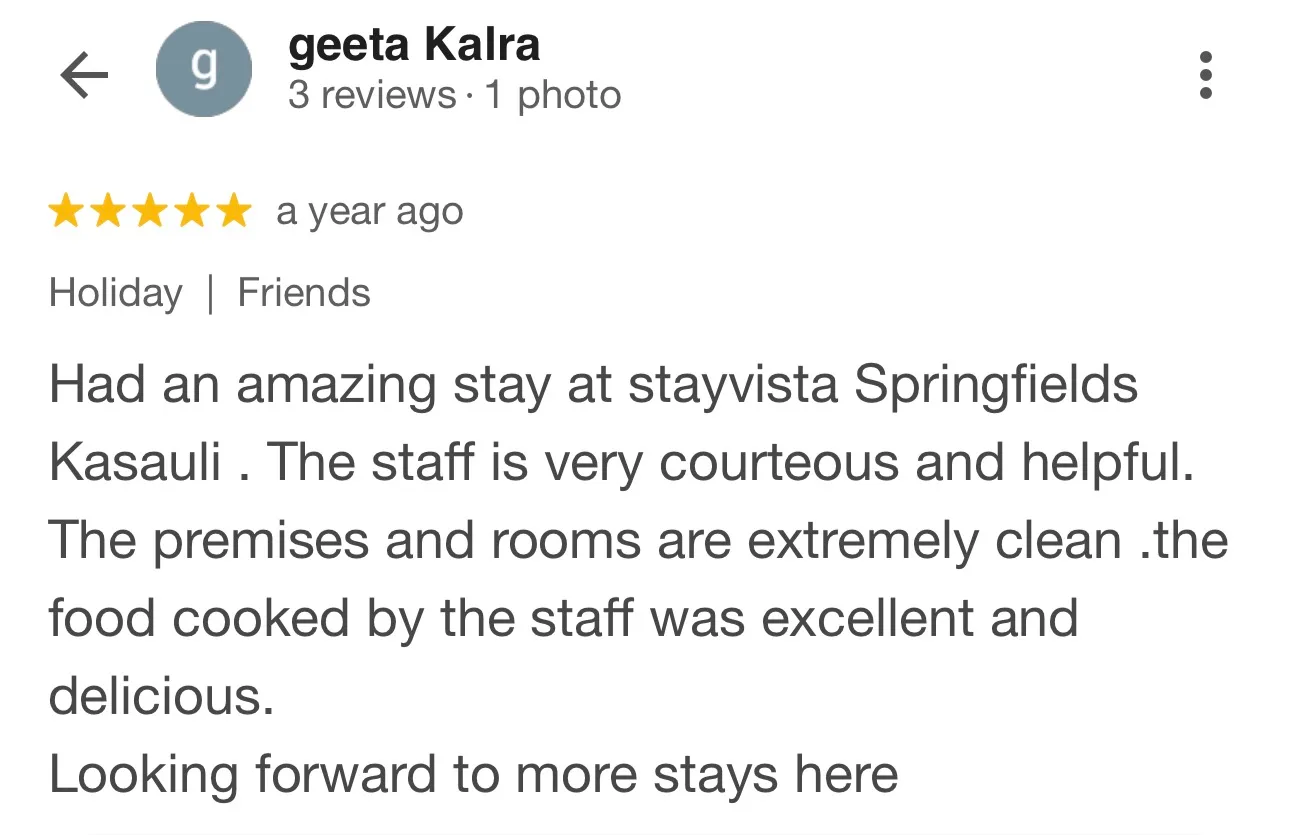 Guest review for Springfield, Kasauli